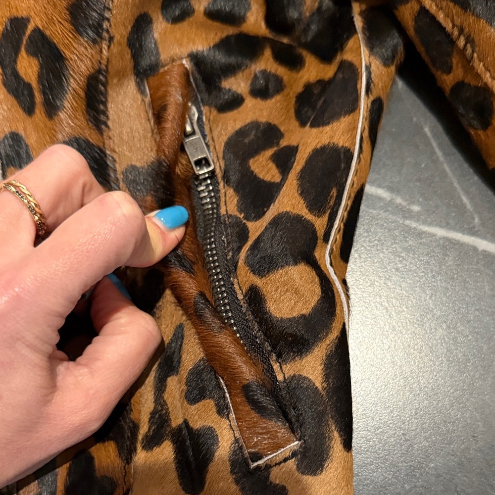 Understated Leather Leopard Print Leather Jacket - Picture 4 of 9